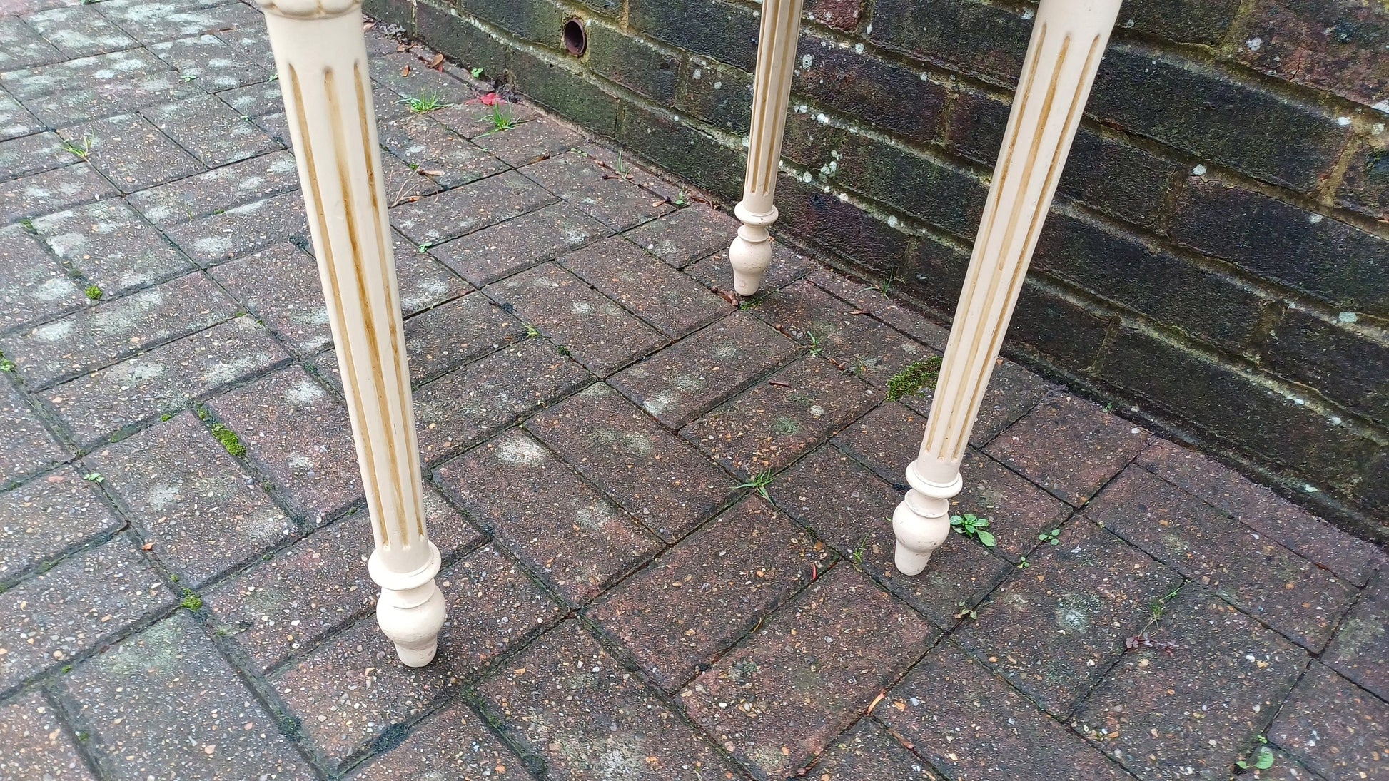 Vintage Painted Gold and Cream Side Occasional Bedside Table Solid Wood (Original Paint)