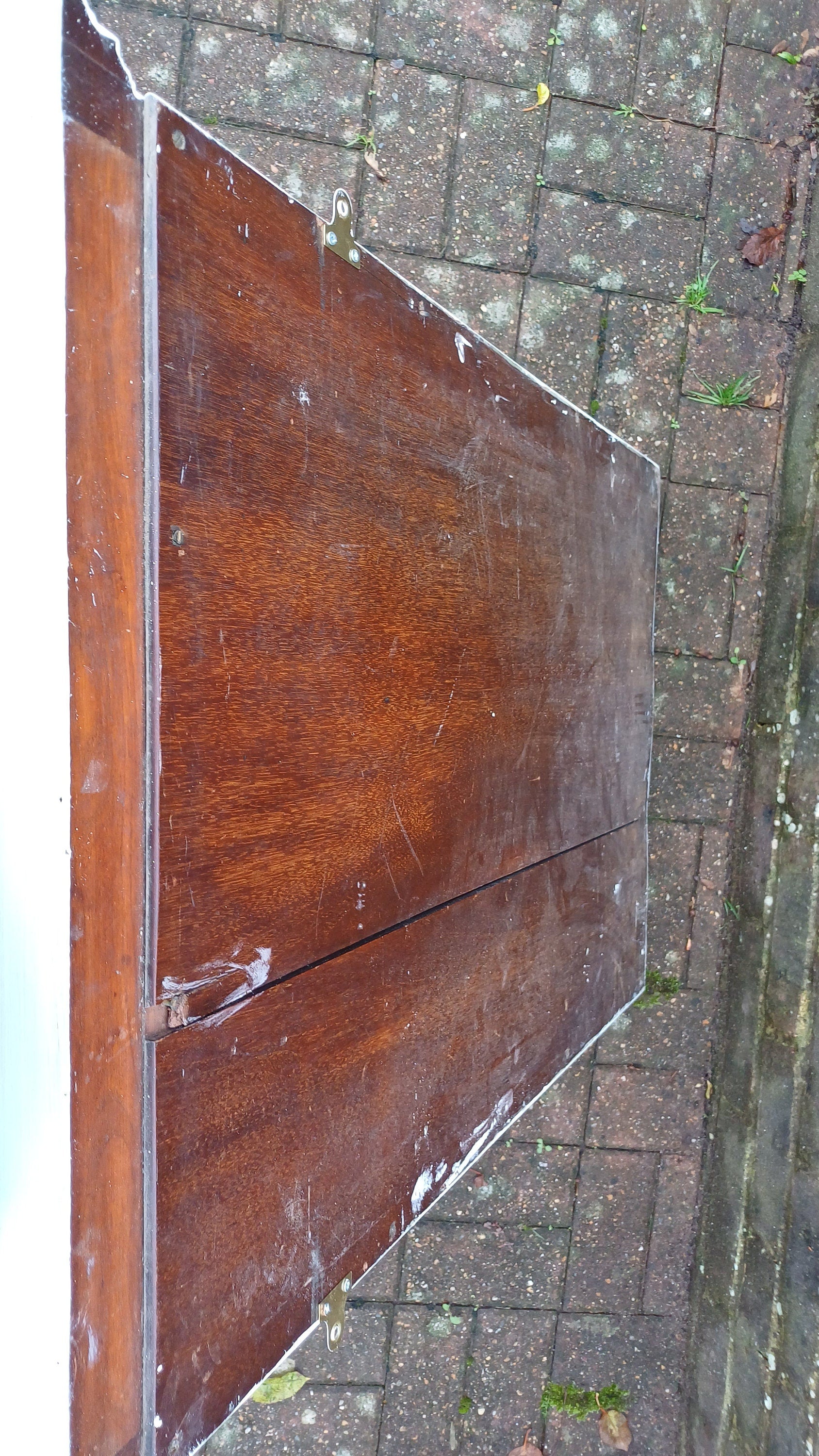 Charming Large Vintage Painted Shabby Chic Walnut Mirror Carved Bird Motif.