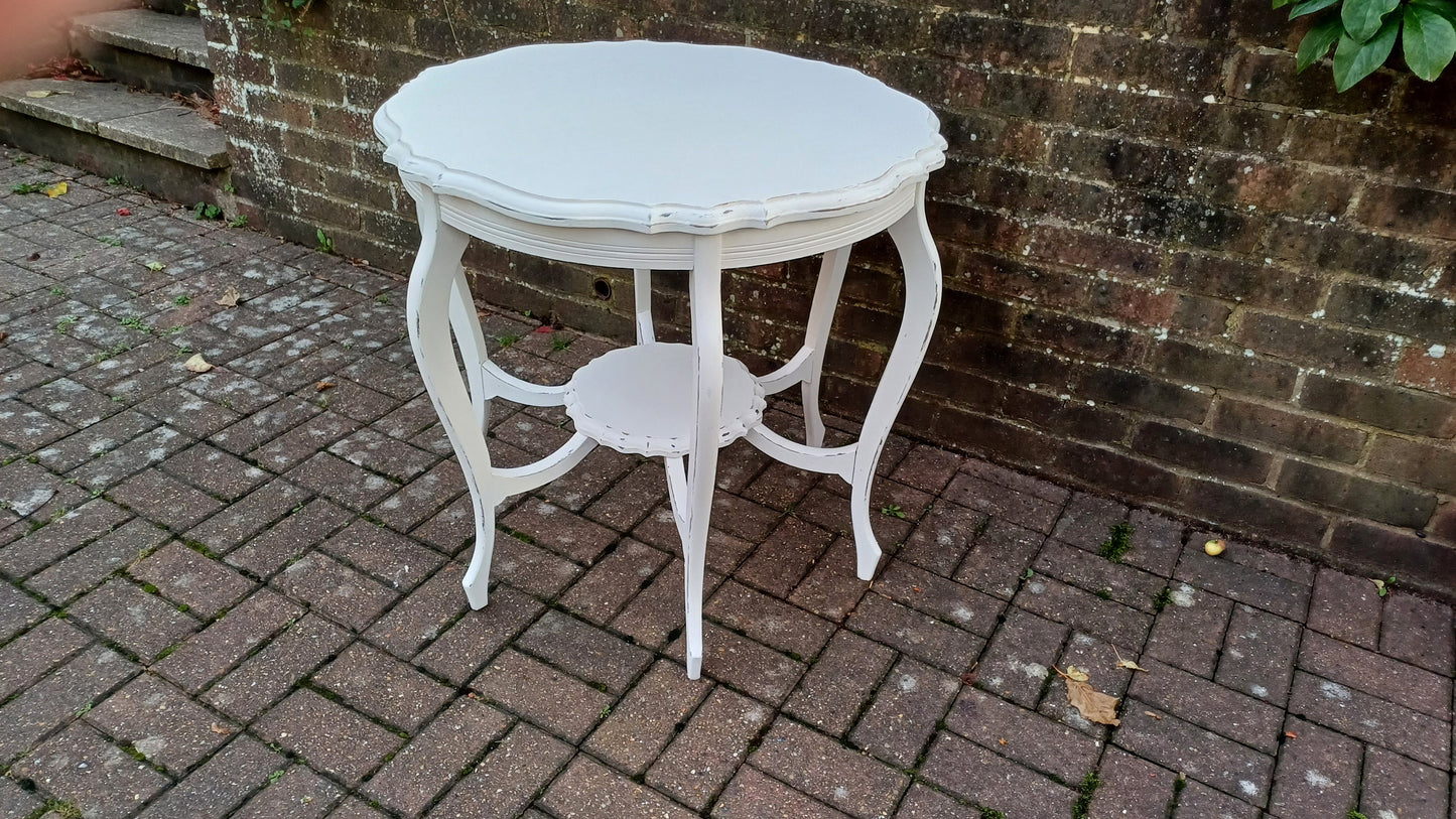 Superb Large Vintage Circular Painted Occasional Side Table in Farrow and Ball Wimborne White. Totally Unque.