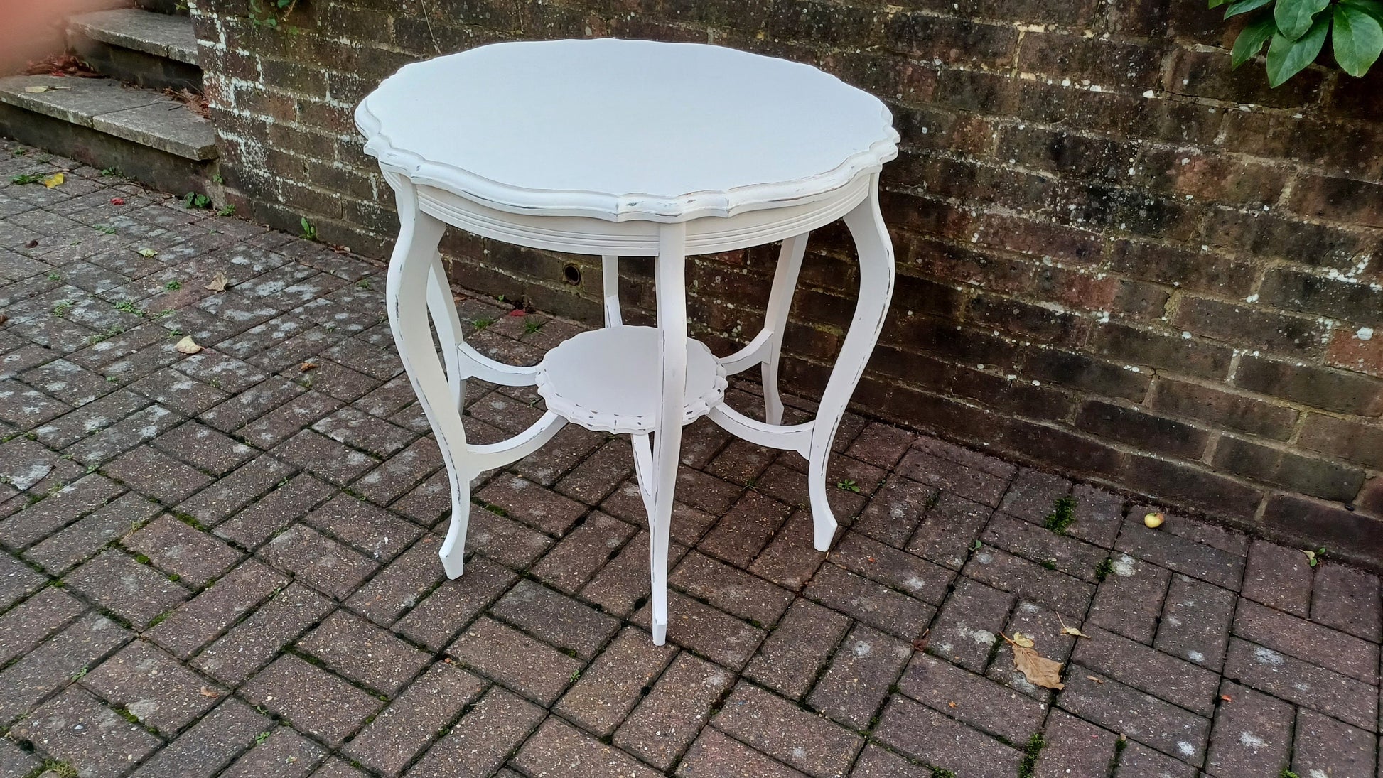 Superb Large Vintage Circular Painted Occasional Side Table in Farrow and Ball Wimborne White. Totally Unque.