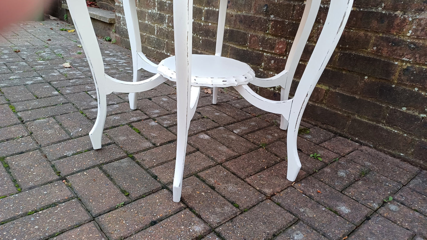 Superb Large Vintage Circular Painted Occasional Side Table in Farrow and Ball Wimborne White. Totally Unque.