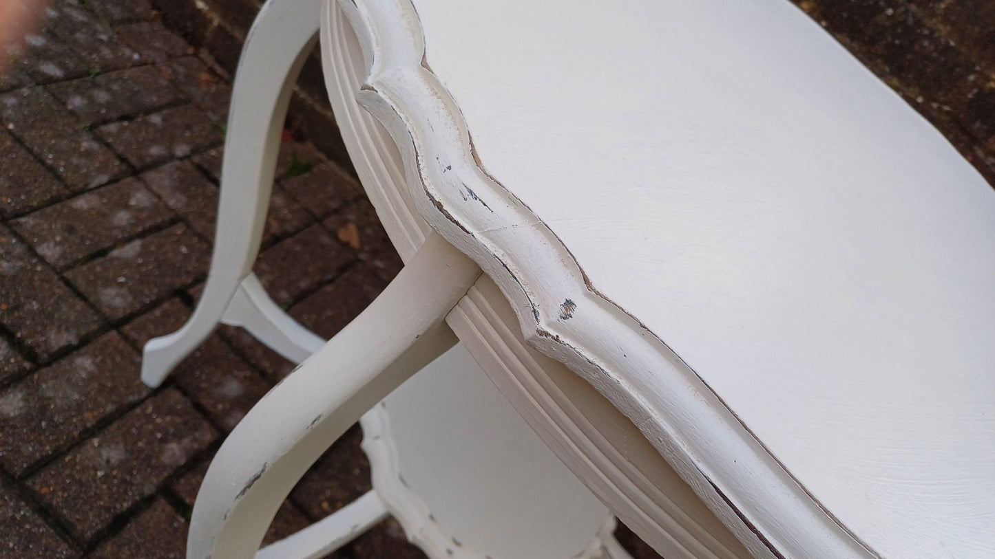 Superb Large Vintage Circular Painted Occasional Side Table in Farrow and Ball Wimborne White. Totally Unque.