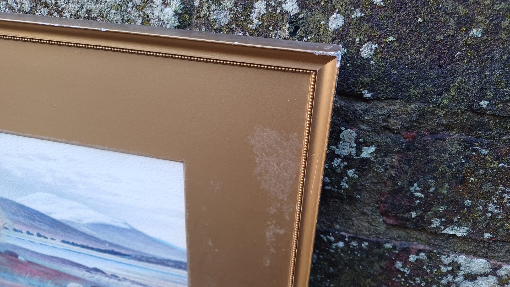 Moor of Dinnett Aberdeenshire - watercolour vintage original in glazed vintage gold frame and mount - 32cm x 40cm