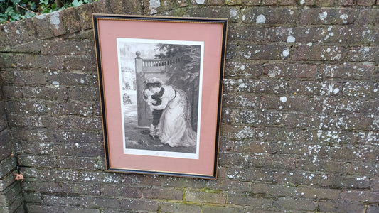 Very Large Charming Print ‘My Boy’ Mother and Boy Parting in Top Quality Frame and Mount