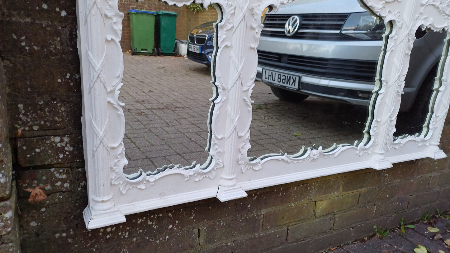 Huge Ornate Painted Victorian Over Mantel Mantle Mirror.