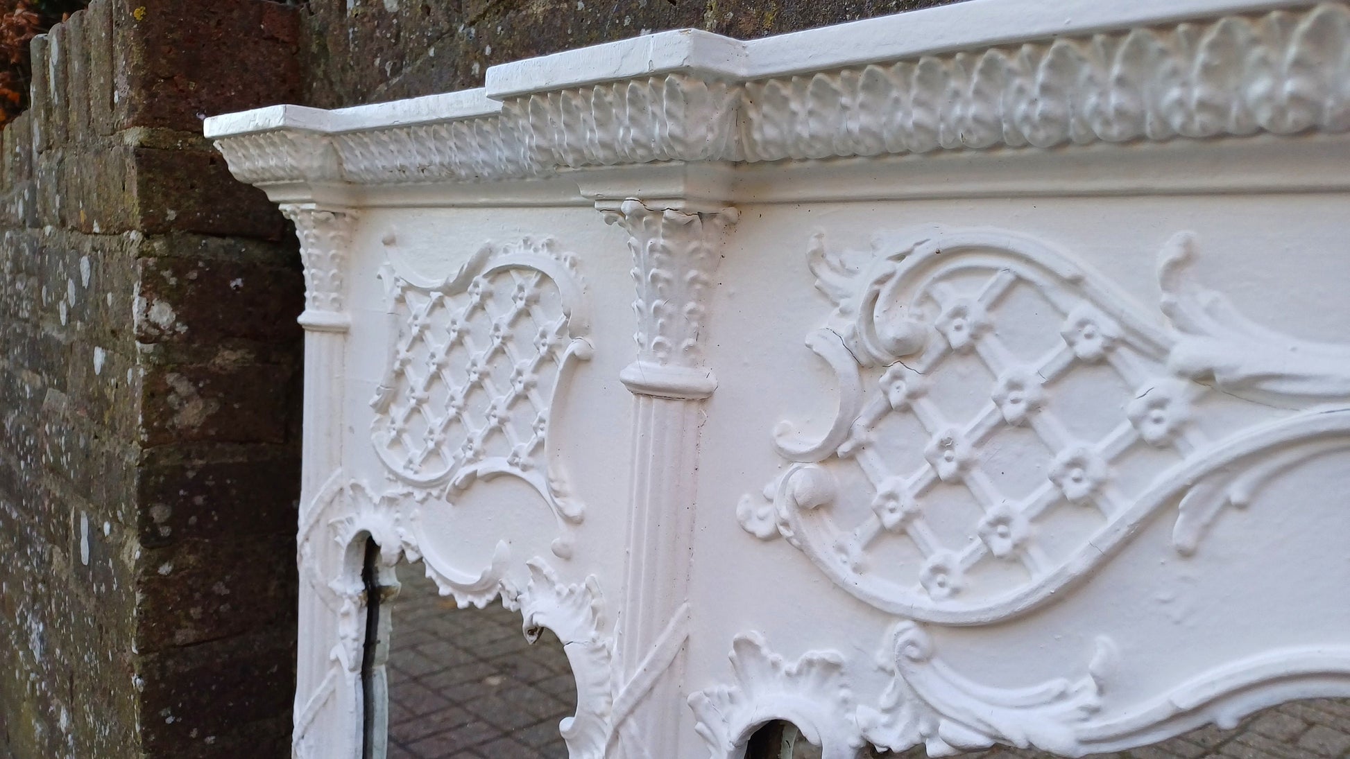 Huge Ornate Painted Victorian Over Mantel Mantle Mirror.