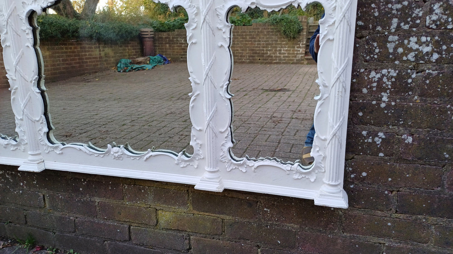 Huge Ornate Painted Victorian Over Mantel Mantle Mirror.