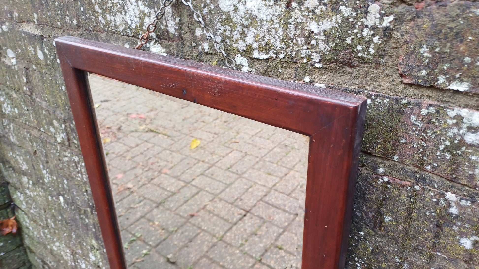 Large Vintage Rectangle Mahogany Wall Mirror.