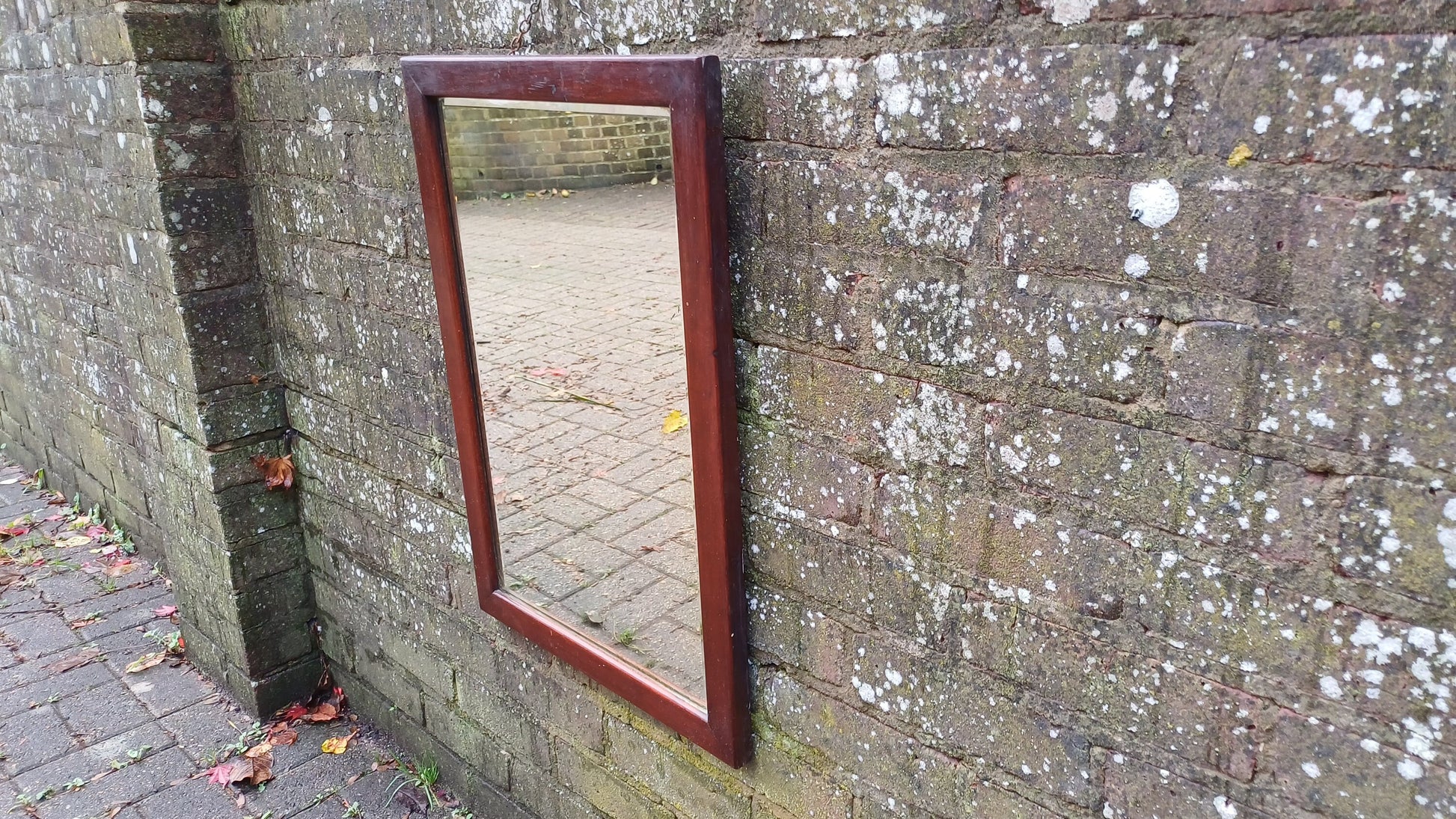 Large Vintage Rectangle Mahogany Wall Mirror.
