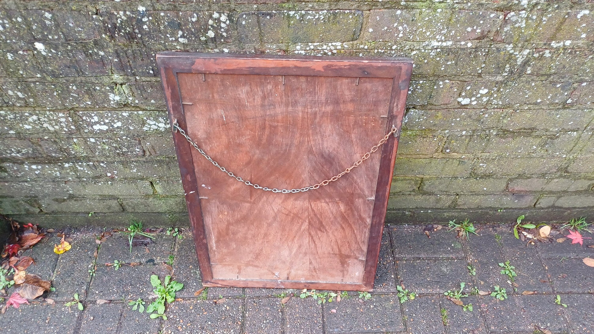 Large Vintage Rectangle Mahogany Wall Mirror.