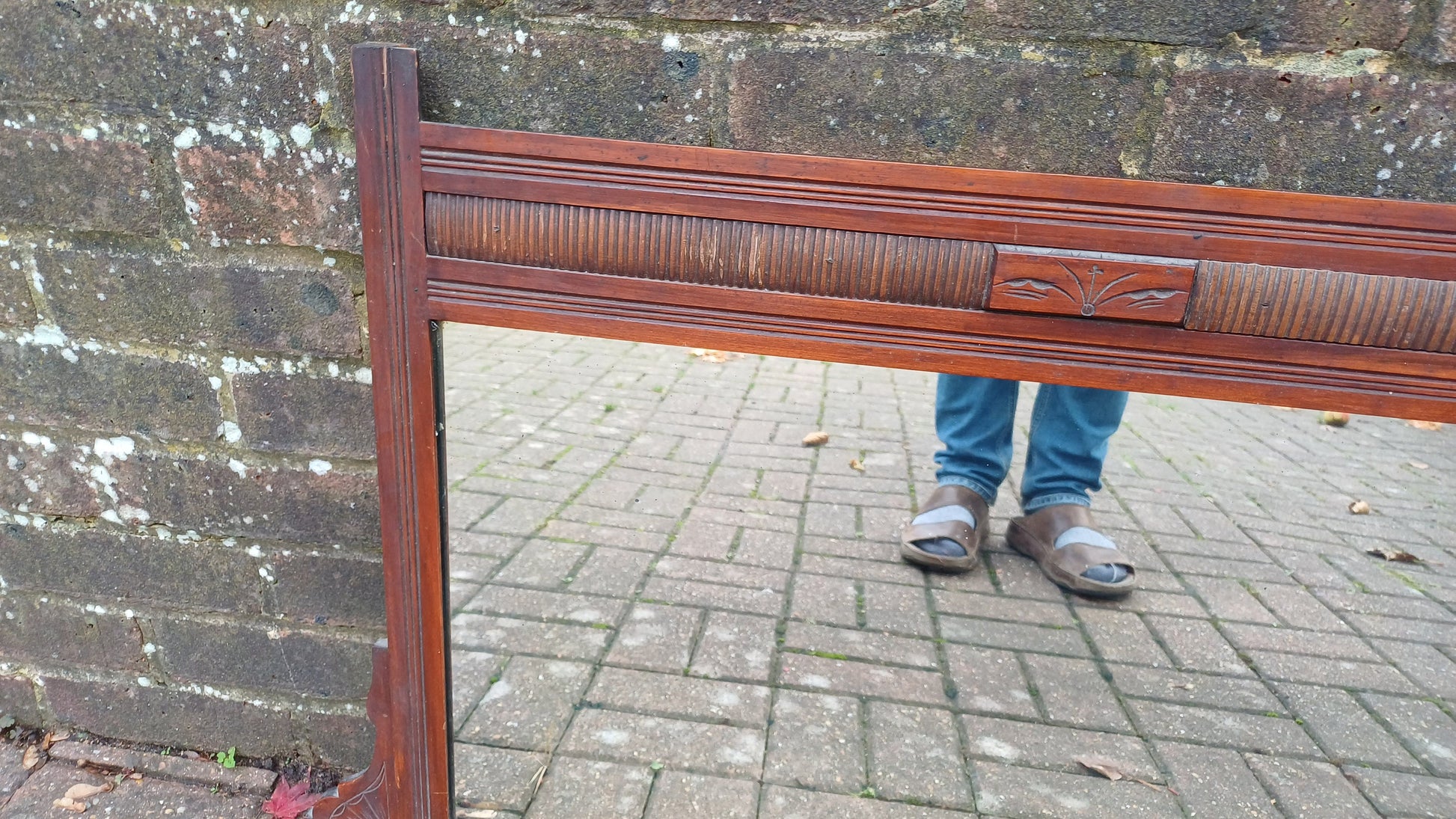 Vintage Mahogany Over Mantel Mantle Wall Mirror Late Victorian.
