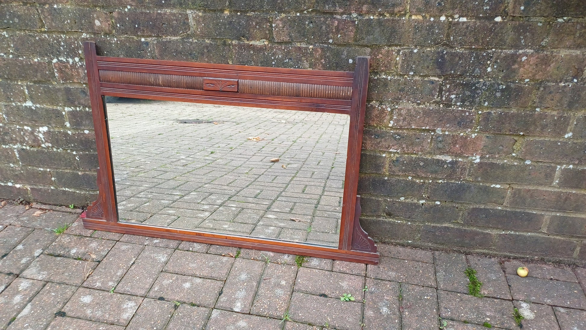Vintage Mahogany Over Mantel Mantle Wall Mirror Late Victorian.