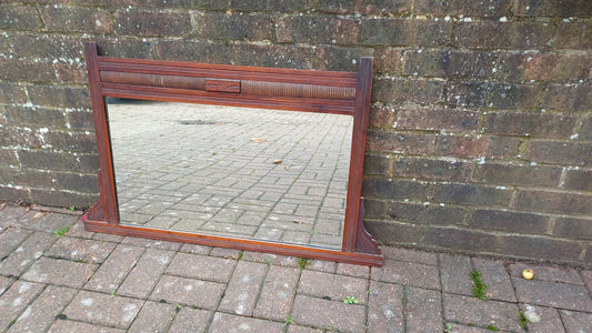 Vintage Mahogany Over Mantel Mantle Wall Mirror Late Victorian.