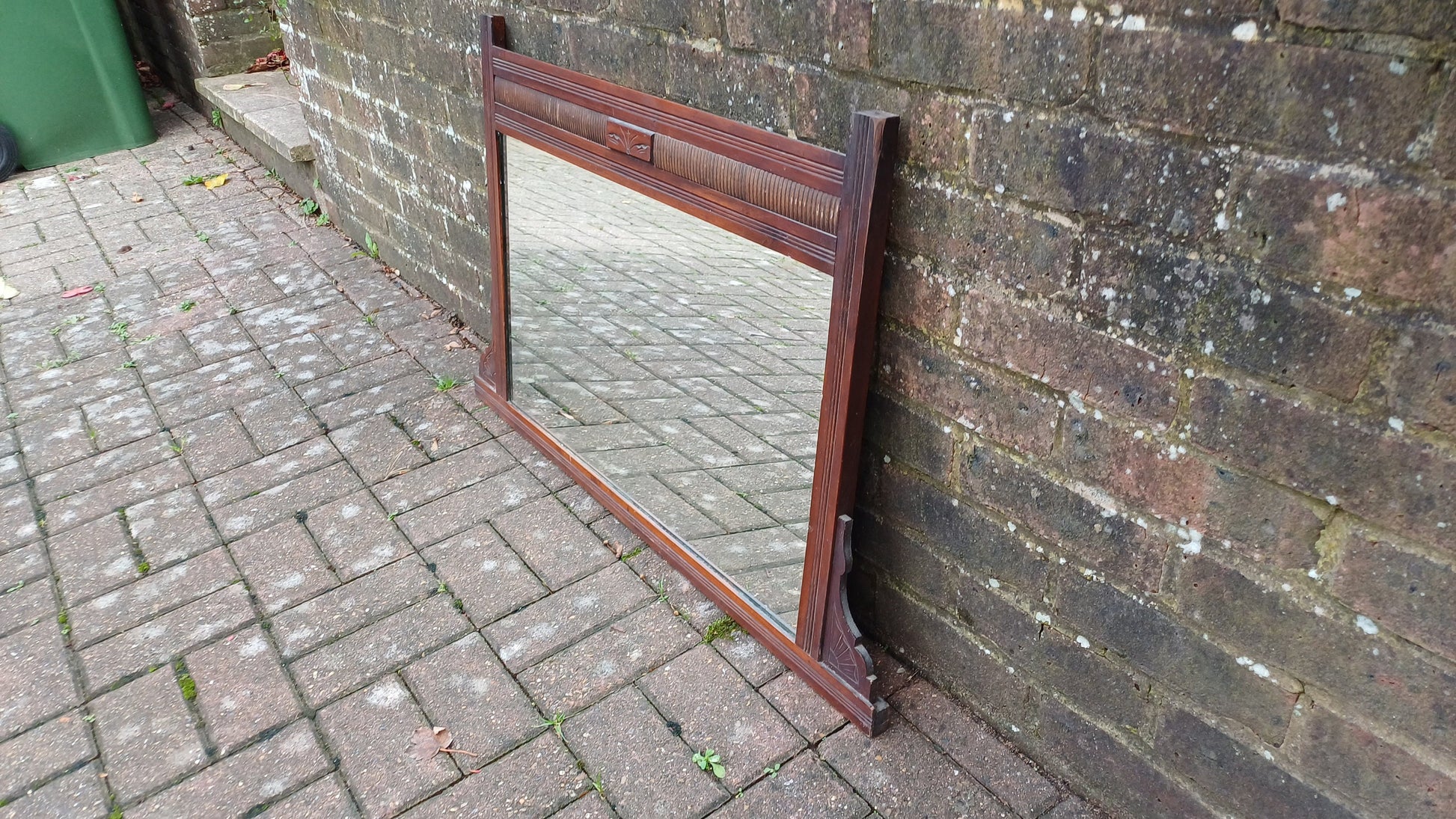 Vintage Mahogany Over Mantel Mantle Wall Mirror Late Victorian.