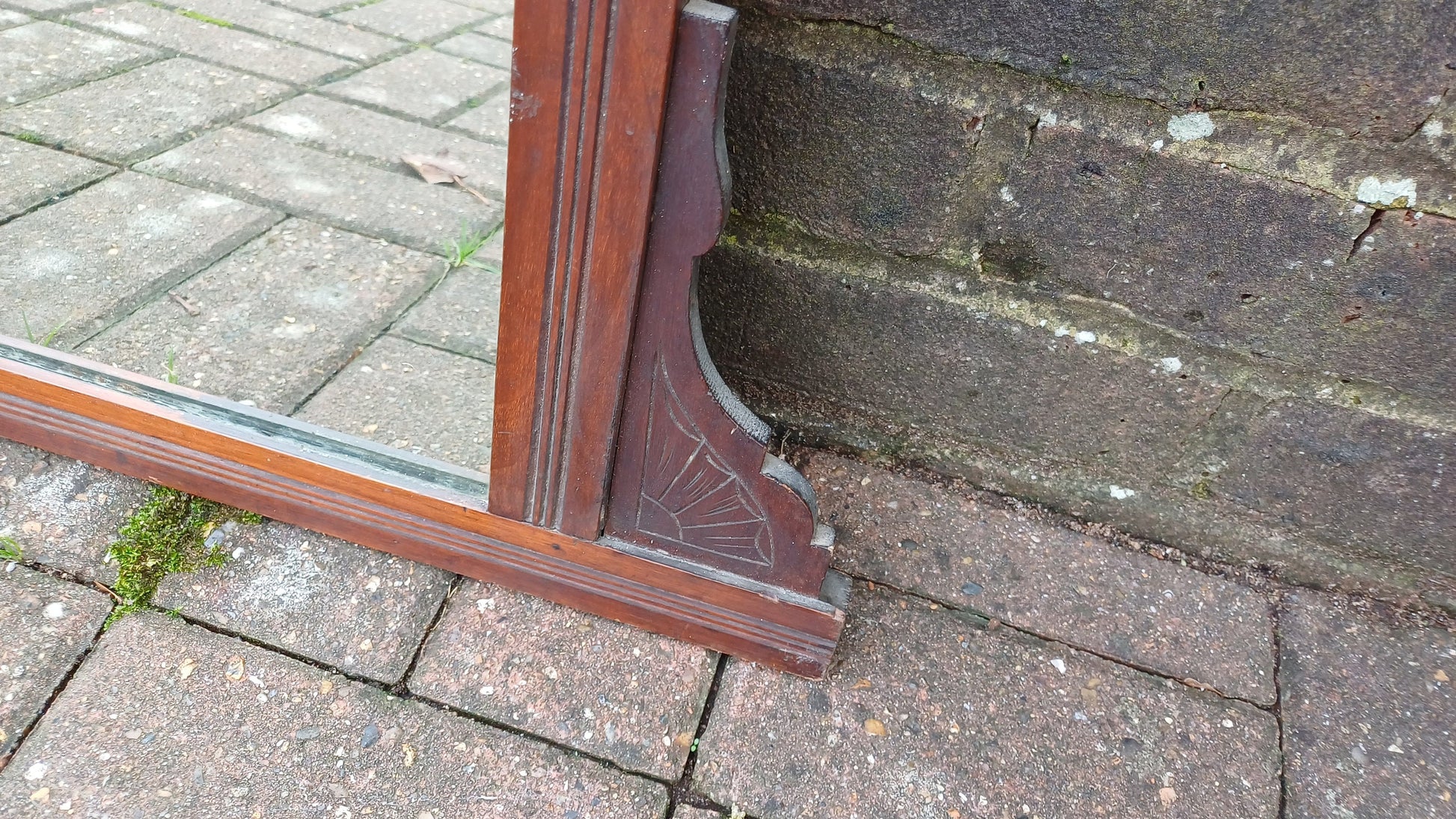 Vintage Mahogany Over Mantel Mantle Wall Mirror Late Victorian.