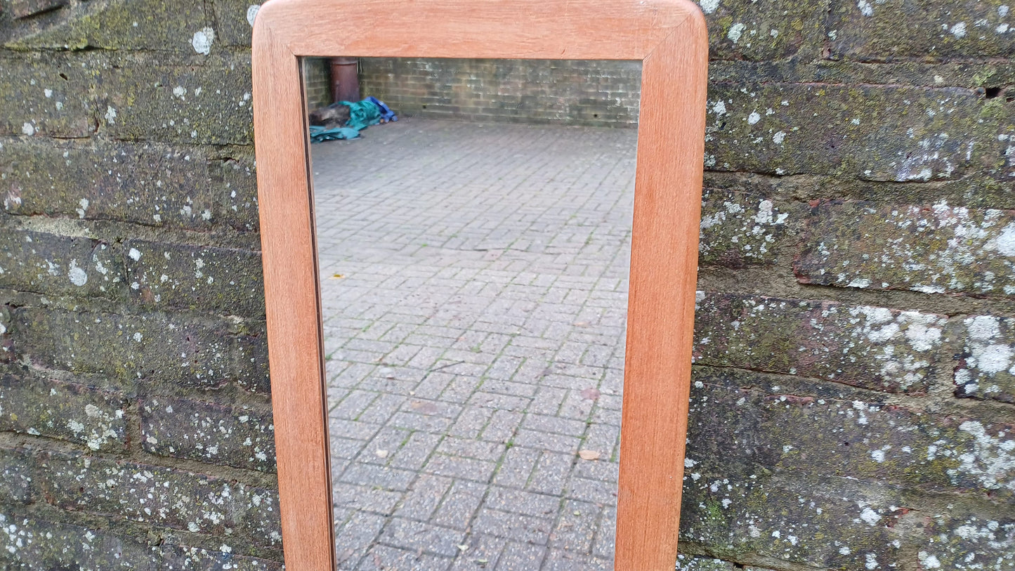 Upcycled Tall Vintage 60s Stripped Teak Mirror.