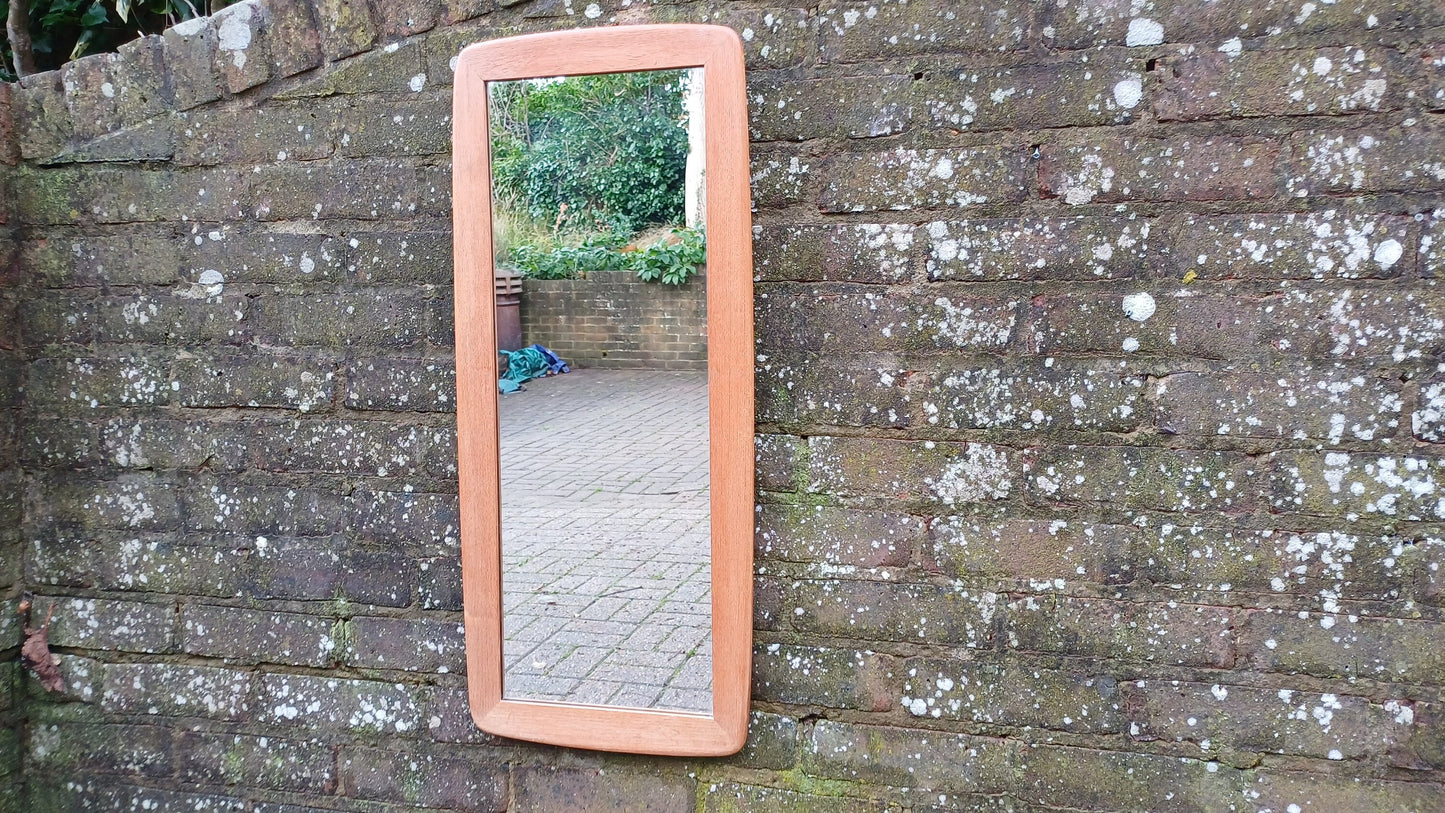 Upcycled Tall Vintage 60s Stripped Teak Mirror.