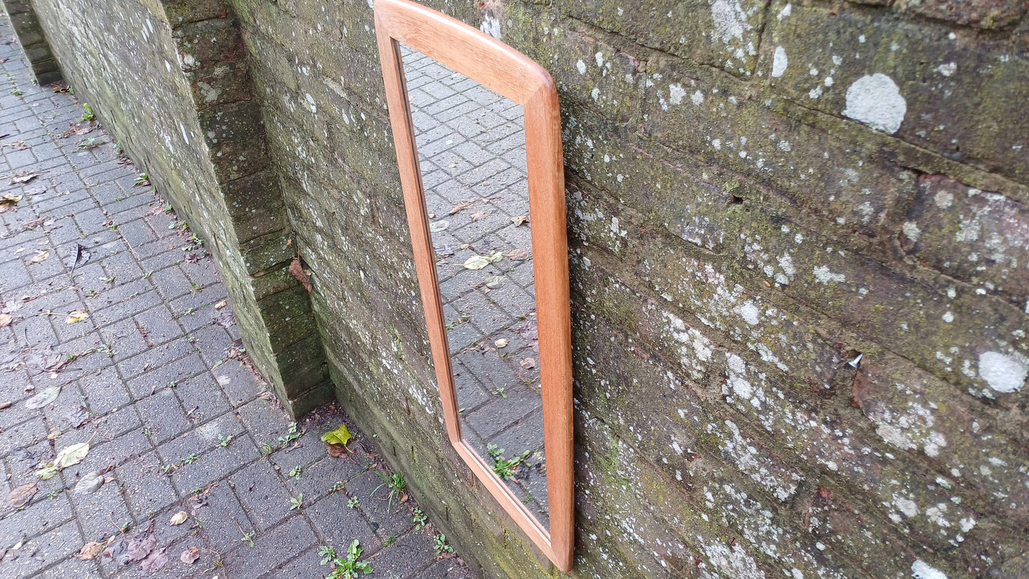 Upcycled Tall Vintage 60s Stripped Teak Mirror.