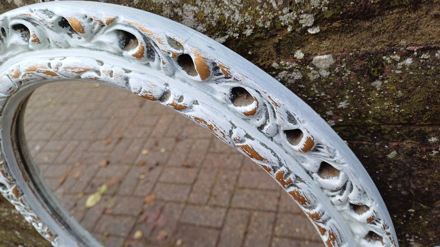 Vintage Pierced Painted 1970’s Plaster Mirror in Farrow and Ball Hand Painted Upcycled.