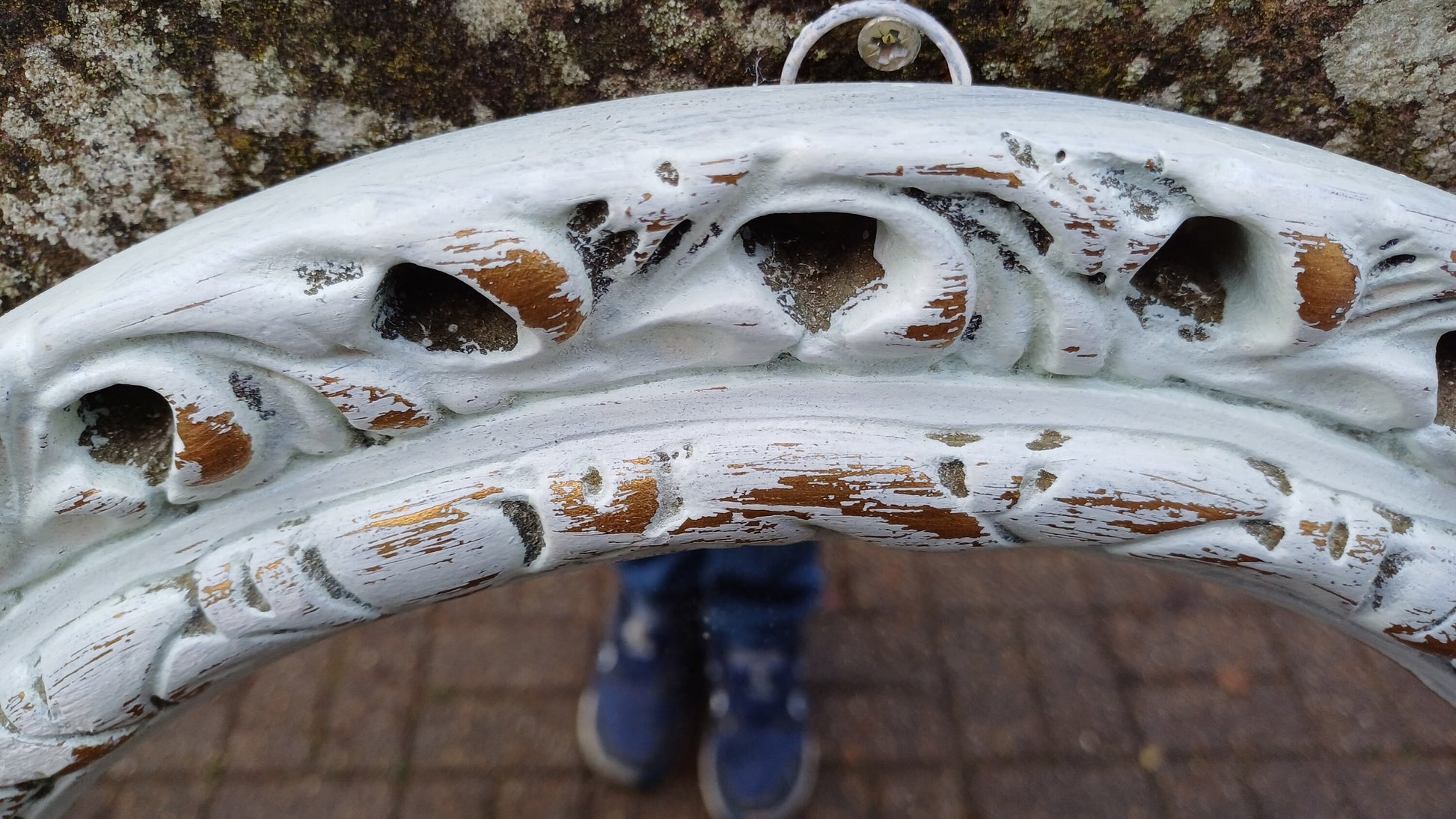 Vintage Pierced Painted 1970’s Plaster Mirror in Farrow and Ball Hand Painted Upcycled.