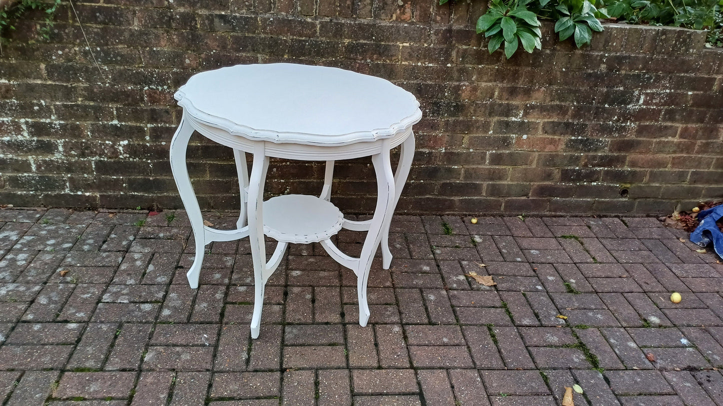 Superb Large Vintage Circular Painted Occasional Side Table in Farrow and Ball Wimborne White. Totally Unque.