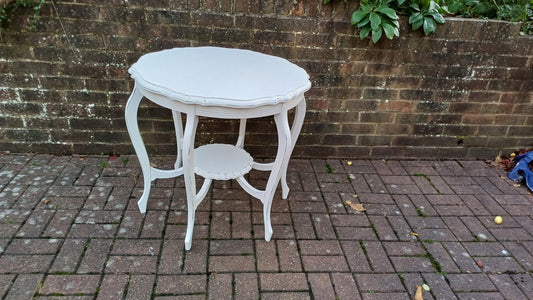 Superb Large Vintage Circular Painted Occasional Side Table in Farrow and Ball Wimborne White. Totally Unque.