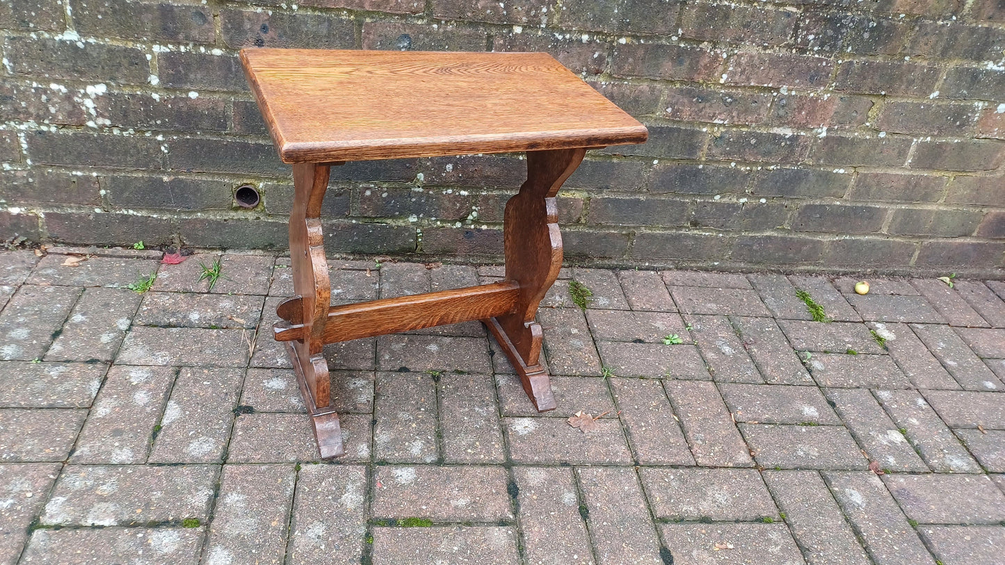 Vintage Solid Oak Stool Plant Stand.
