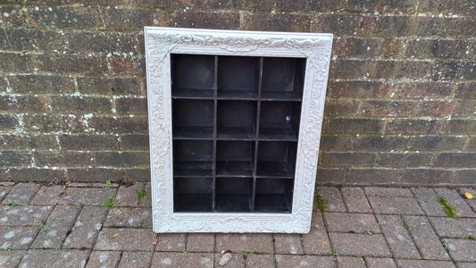 Vintage Style Wooden Black and White Cubby Hole Shelves Within Orante White Frame.