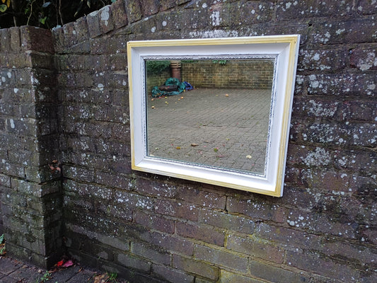 Vintage 1920’s Painted Wall Mirror in Farrow and Ball White and Gold Highlights
