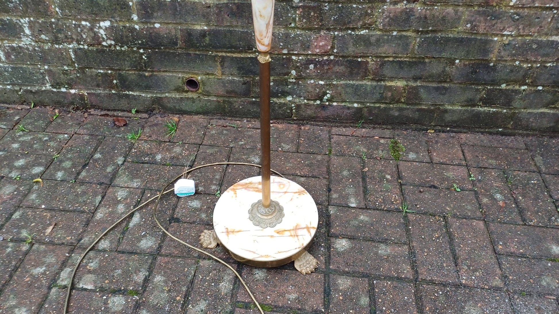 Delightful Vintage Retro Onyx Marble and Brass Standard Lamp