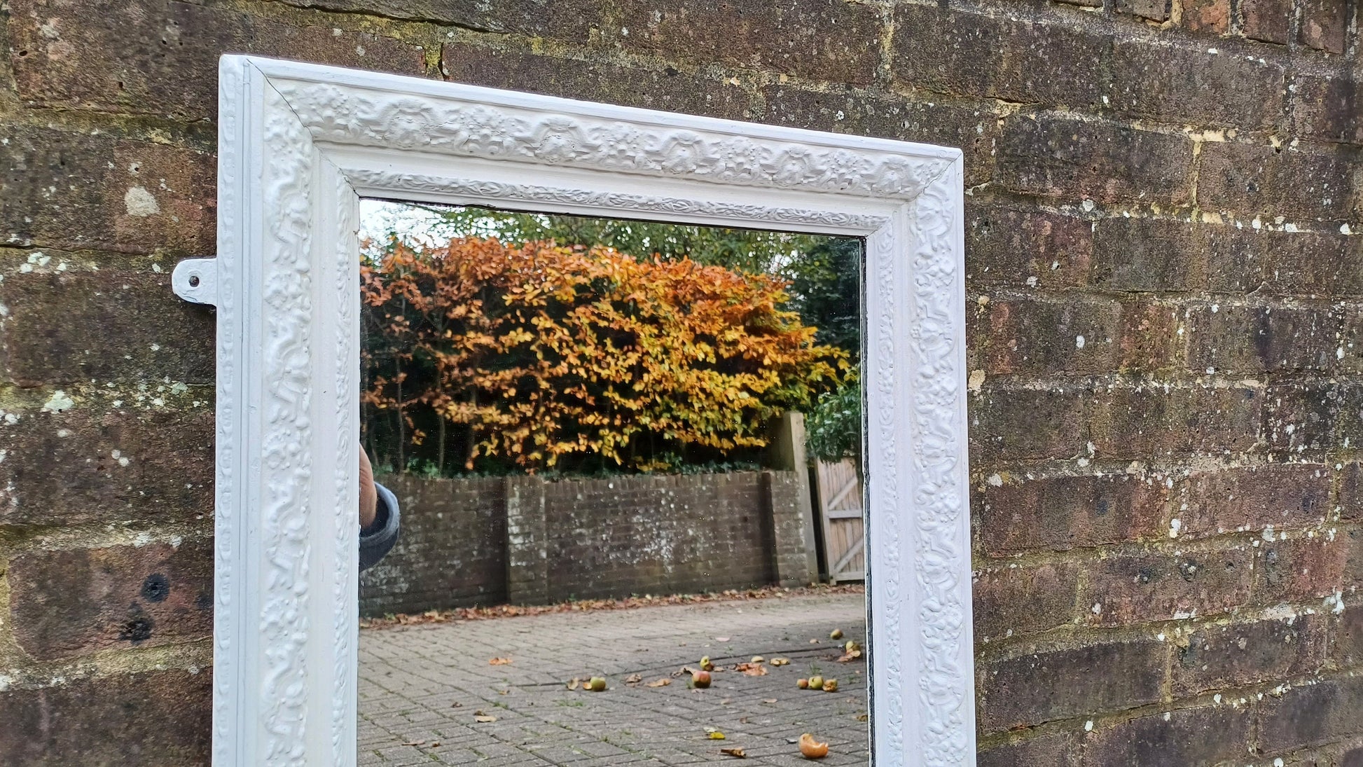 Large Vintage Victorian Painted Ornate Wall Mirror in Farrow and Ball Wimborne White.