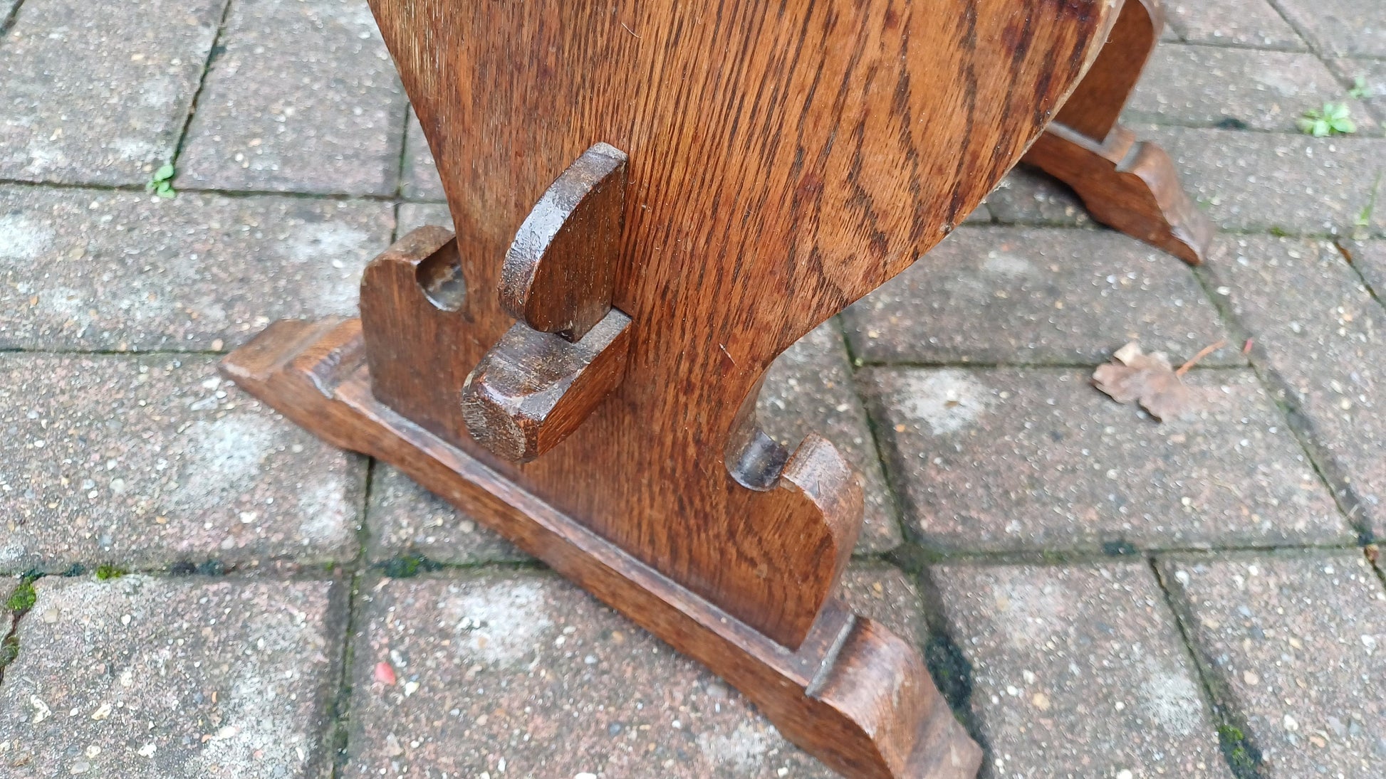 Vintage Solid Oak Stool Plant Stand.