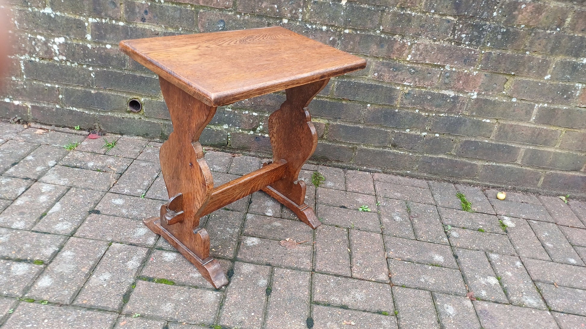 Vintage Solid Oak Stool Plant Stand.
