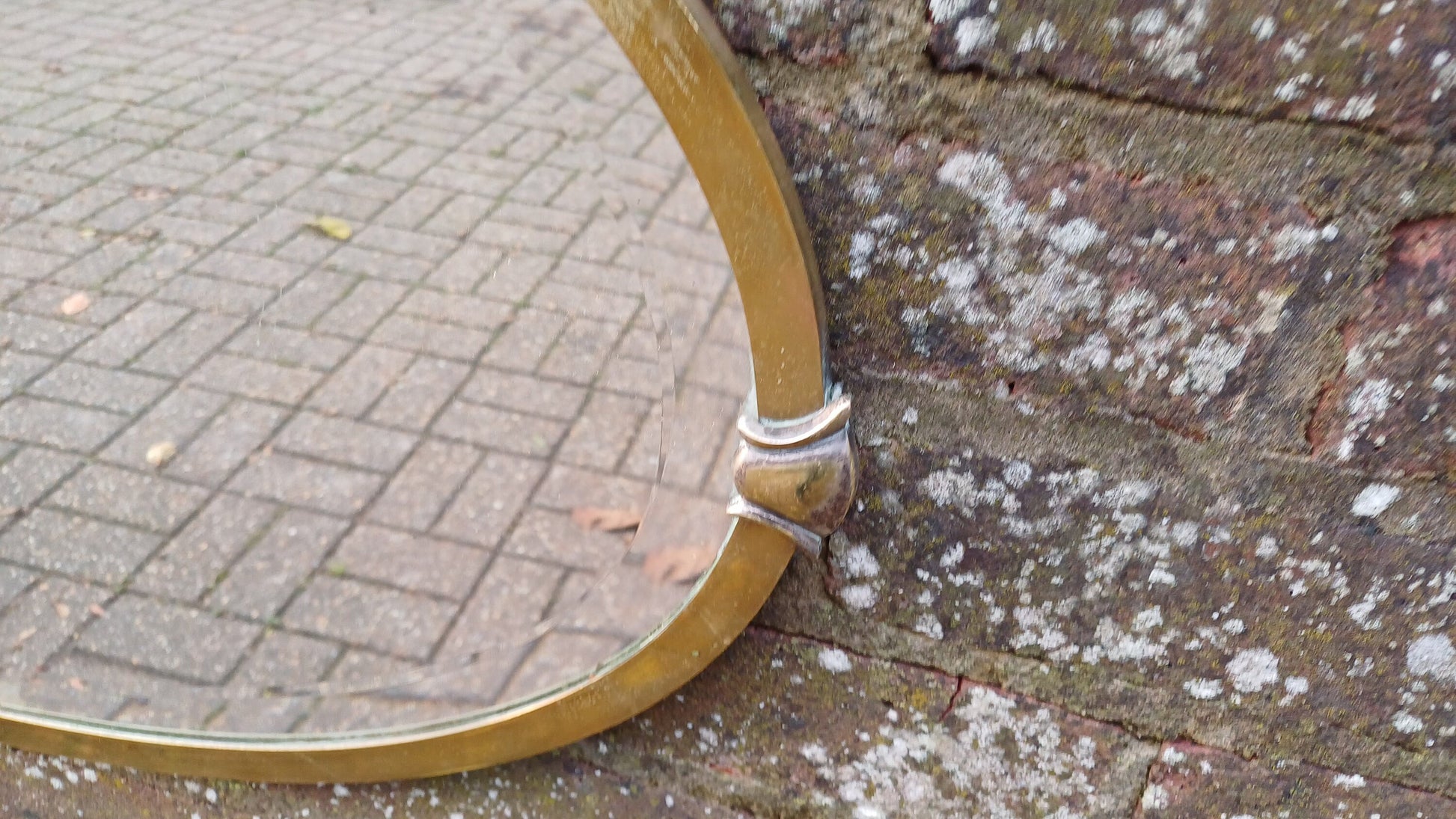 Vintage Oval Brass Mirror Urn Motif Early 20th Century Bevelled.