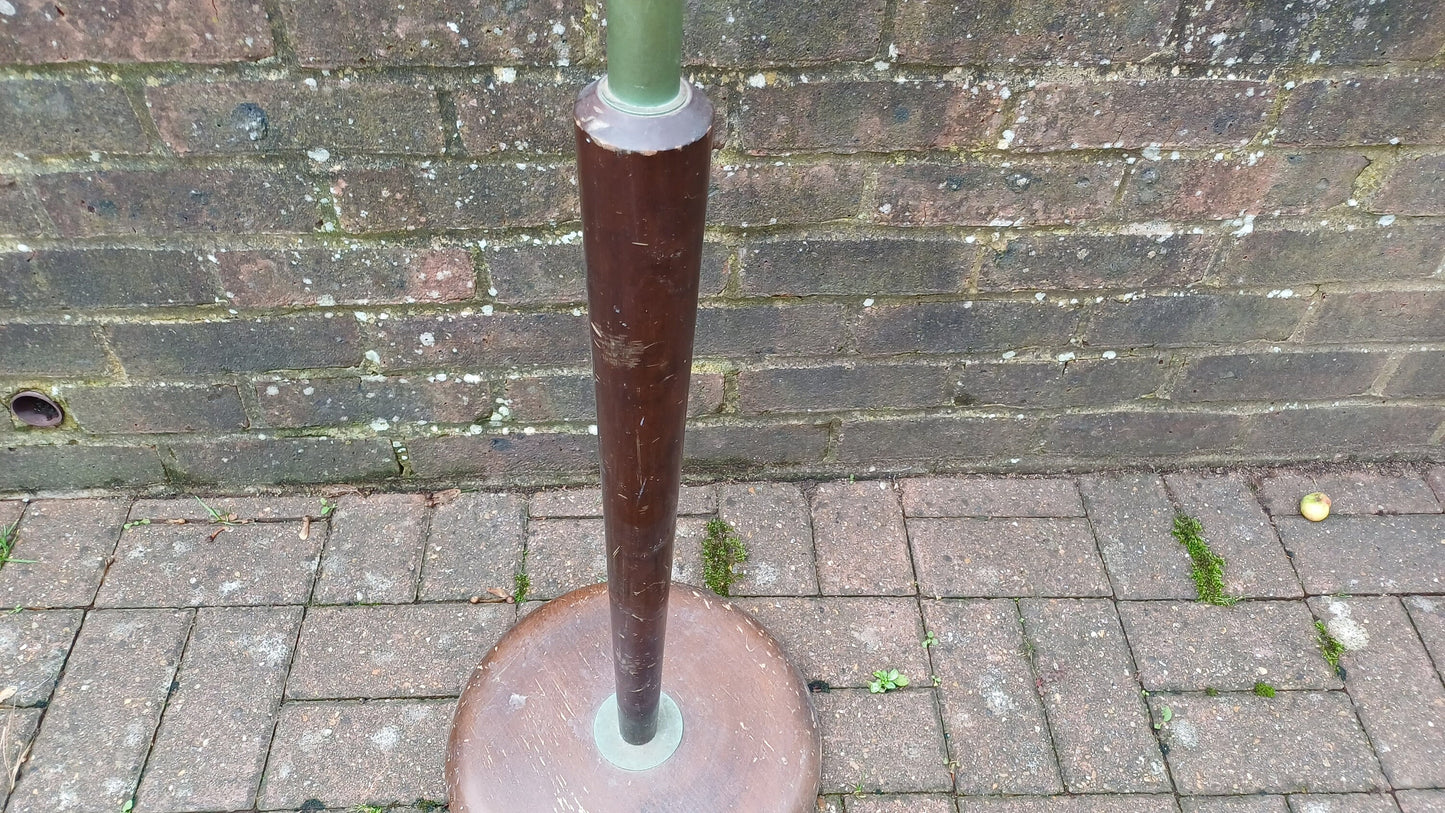 Classic Conical Shape Art Deco Chrome and Wooden Standard Lamp for Restoration.