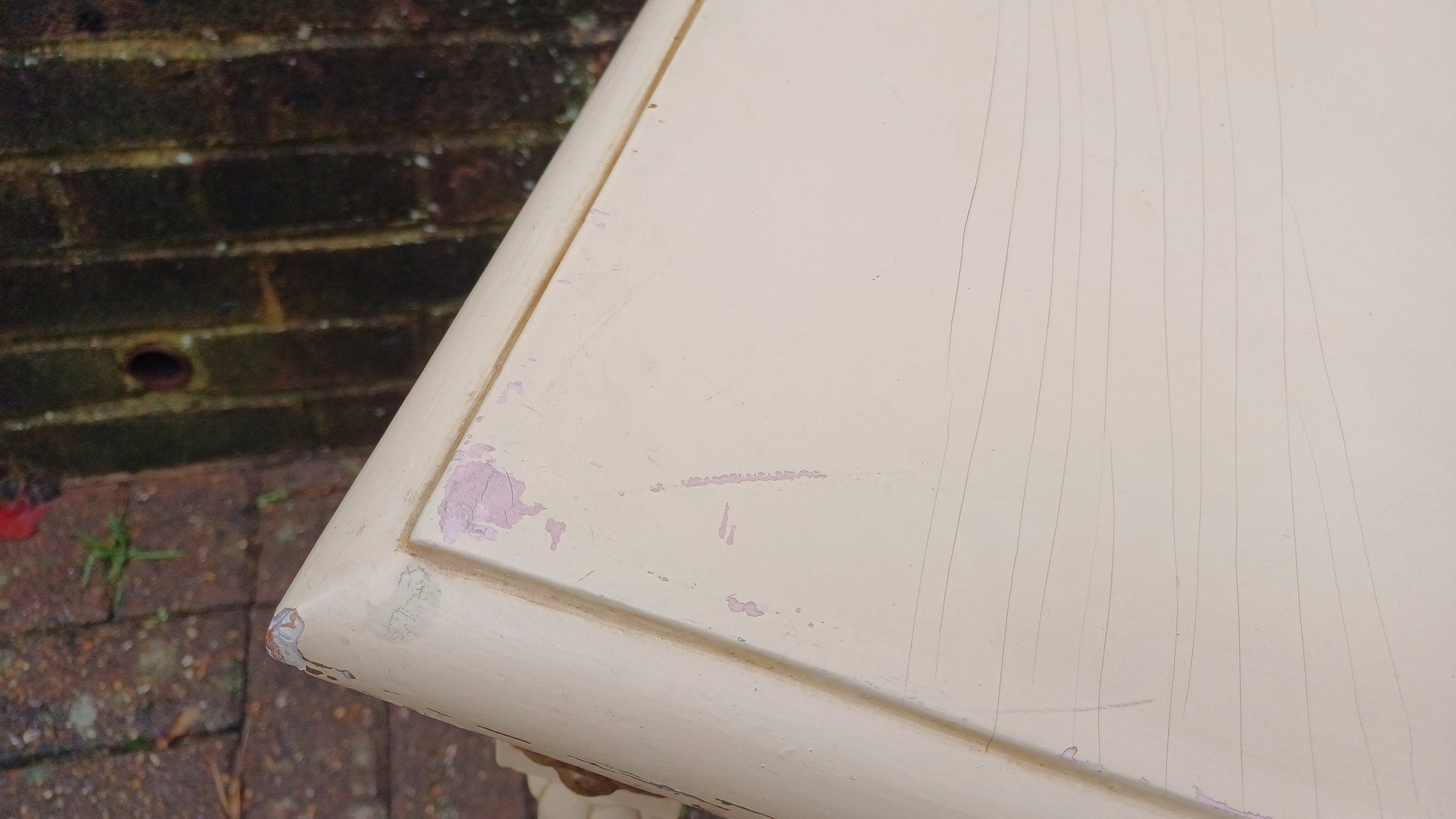 Vintage Painted Gold and Cream Side Occasional Bedside Table Solid Wood (Original Paint)