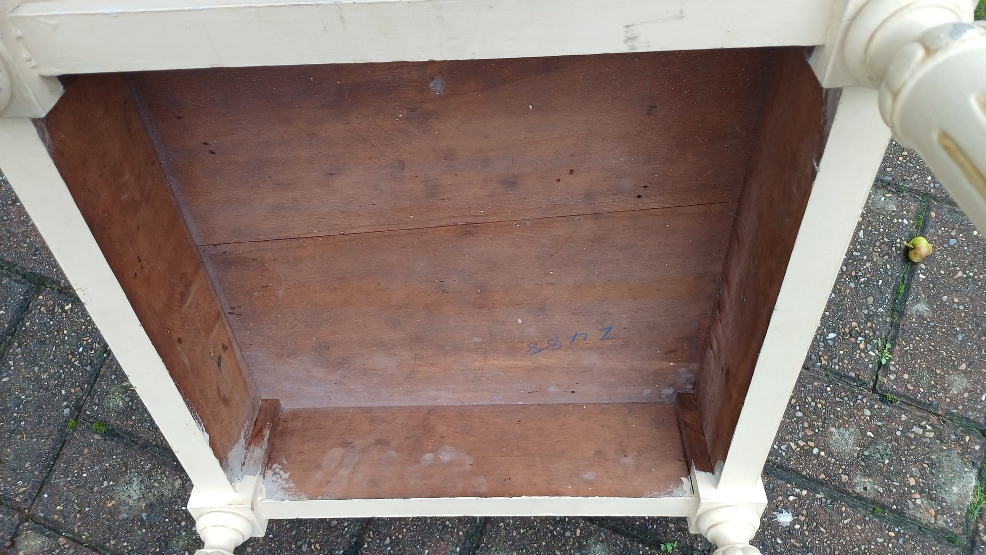 Vintage Painted Gold and Cream Side Occasional Bedside Table Solid Wood (Original Paint)