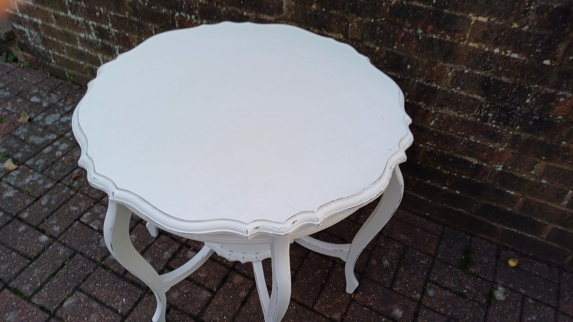 Superb Large Vintage Circular Painted Occasional Side Table in Farrow and Ball Wimborne White. Totally Unque.