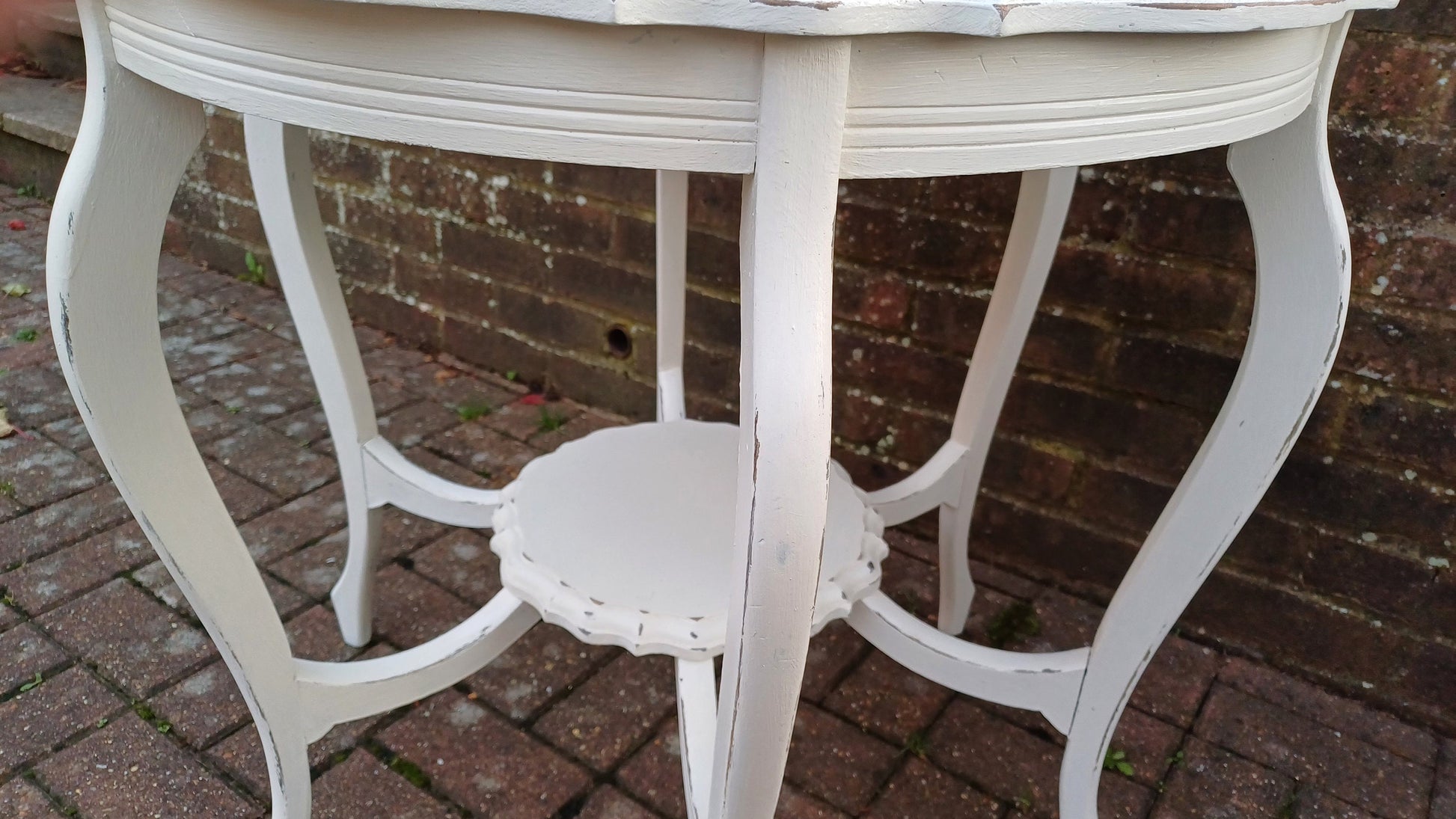Superb Large Vintage Circular Painted Occasional Side Table in Farrow and Ball Wimborne White. Totally Unque.