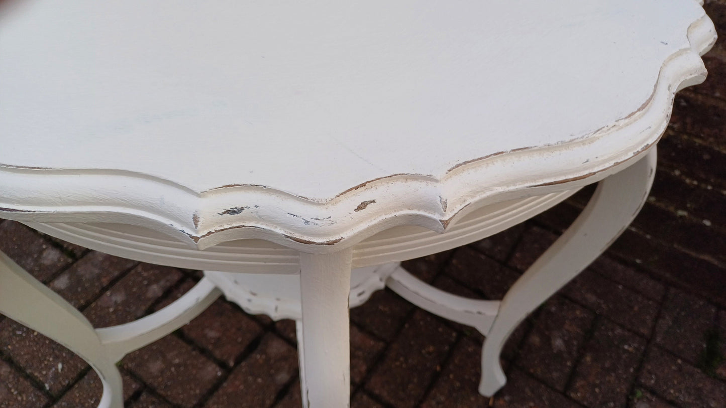 Superb Large Vintage Circular Painted Occasional Side Table in Farrow and Ball Wimborne White. Totally Unque.