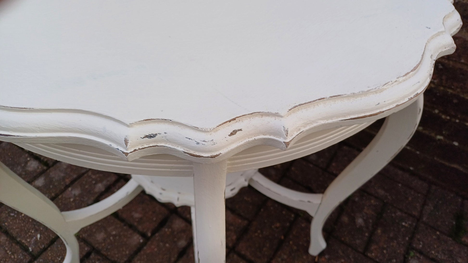 Superb Large Vintage Circular Painted Occasional Side Table in Farrow and Ball Wimborne White. Totally Unque.