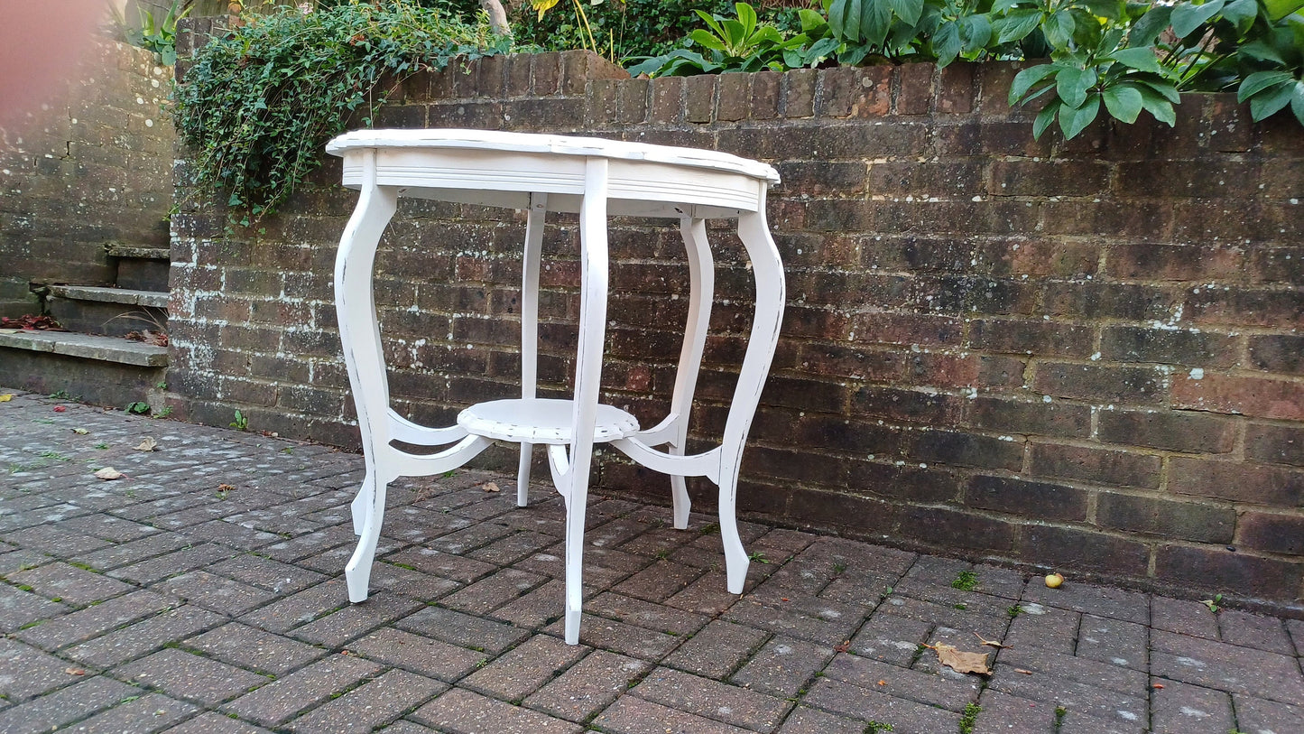 Superb Large Vintage Circular Painted Occasional Side Table in Farrow and Ball Wimborne White. Totally Unque.