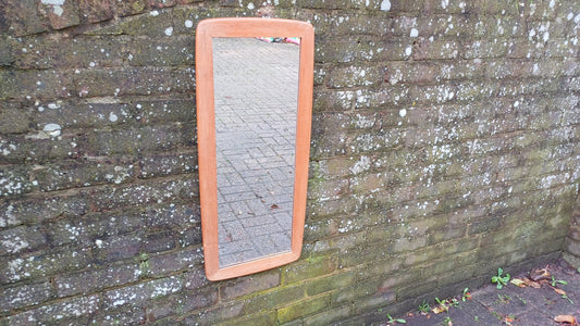 Upcycled Tall Vintage 60s Stripped Teak Mirror.