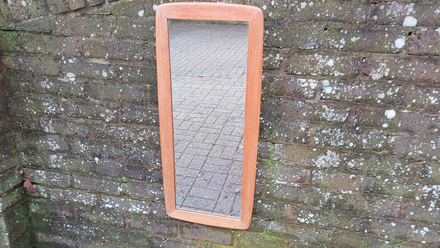 Upcycled Tall Vintage 60s Stripped Teak Mirror.