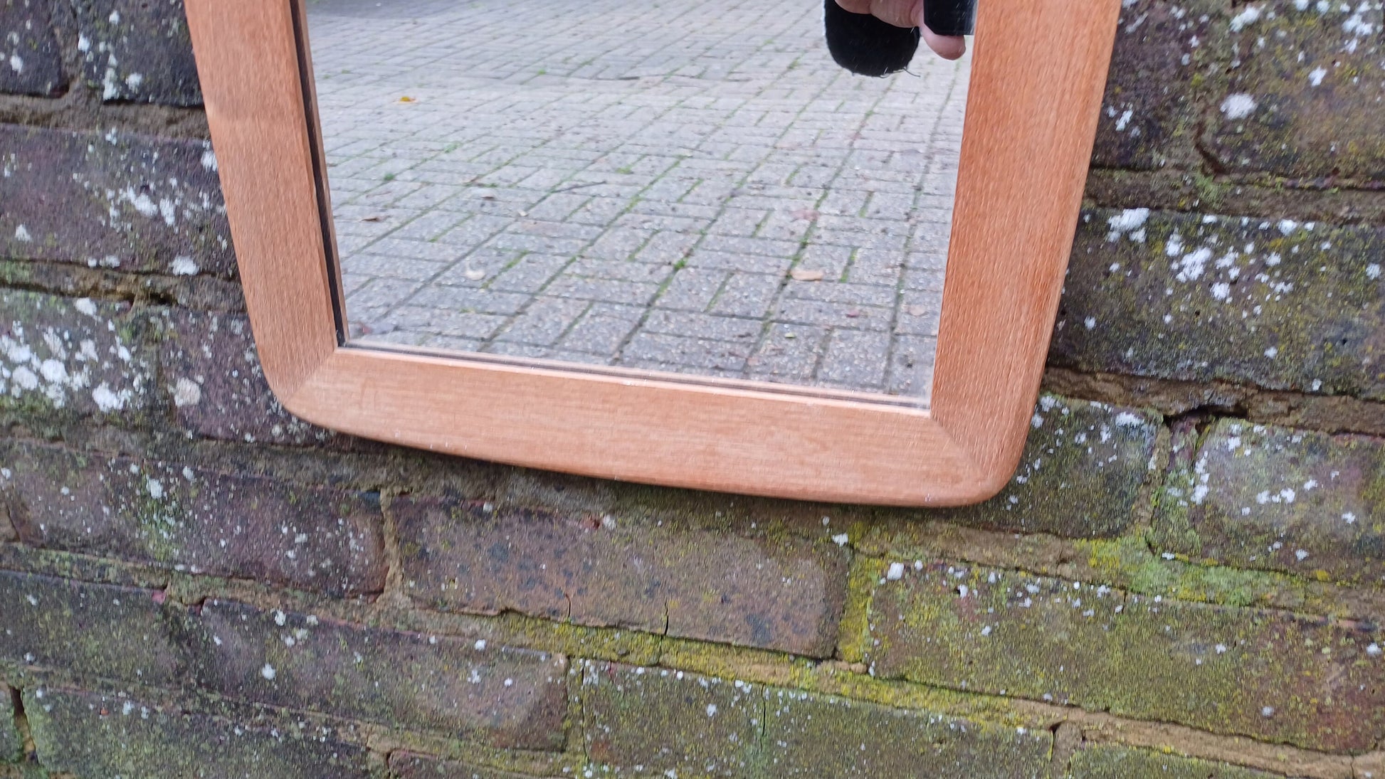 Upcycled Tall Vintage 60s Stripped Teak Mirror.