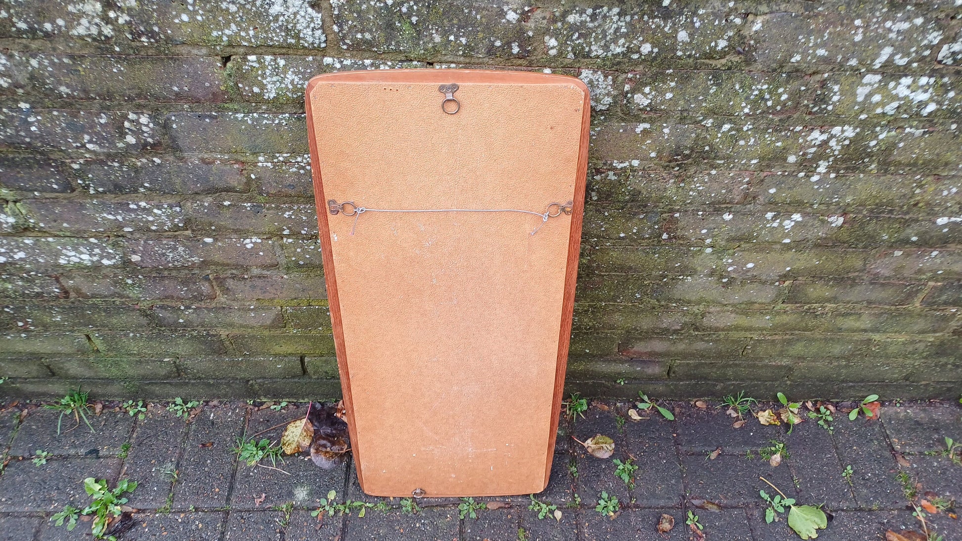 Upcycled Tall Vintage 60s Stripped Teak Mirror.