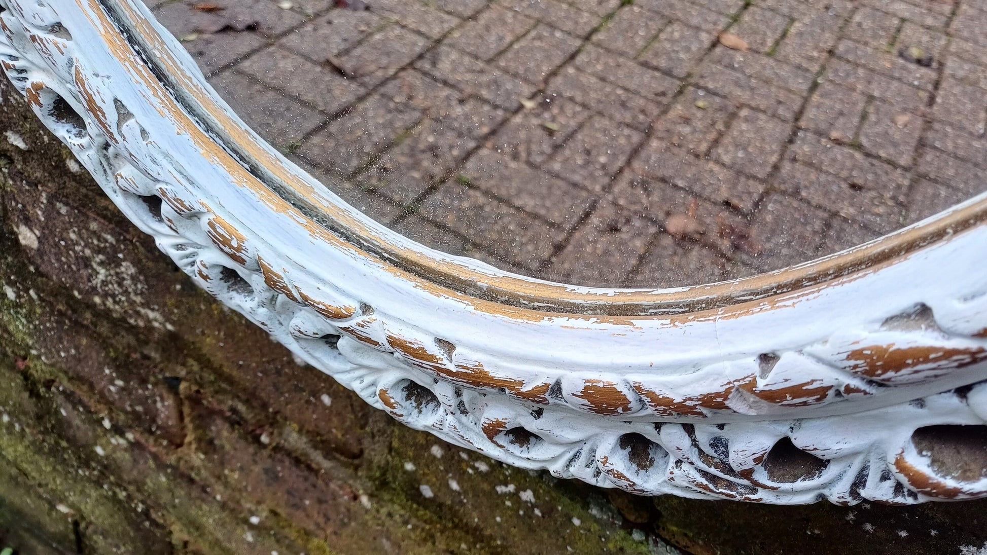 Vintage Pierced Painted 1970’s Plaster Mirror in Farrow and Ball Hand Painted Upcycled.
