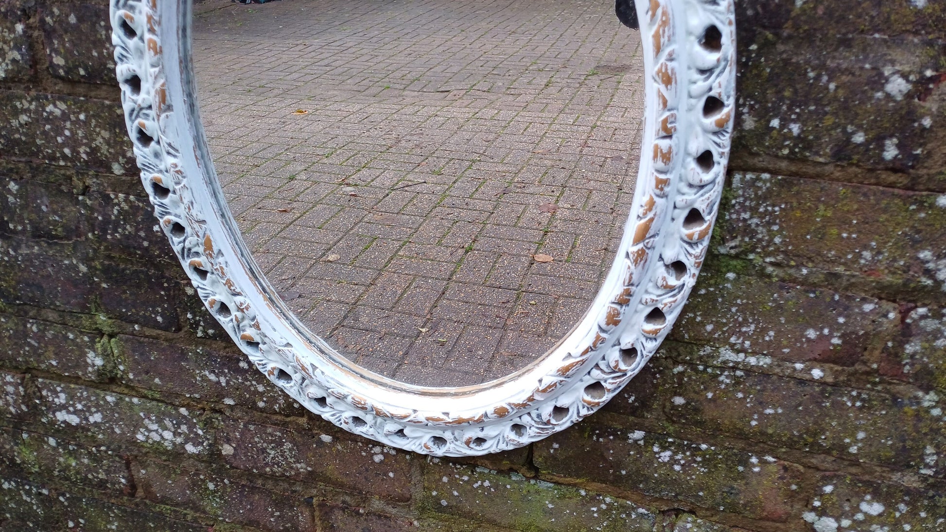 Vintage Pierced Painted 1970’s Plaster Mirror in Farrow and Ball Hand Painted Upcycled.