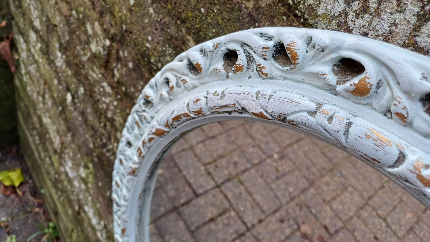 Vintage Pierced Painted 1970’s Plaster Mirror in Farrow and Ball Hand Painted Upcycled.