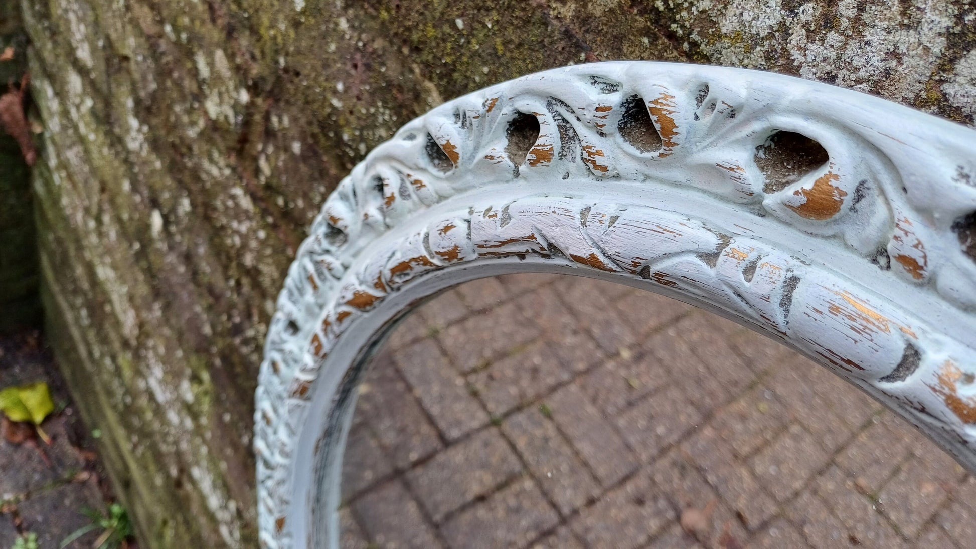 Vintage Pierced Painted 1970’s Plaster Mirror in Farrow and Ball Hand Painted Upcycled.